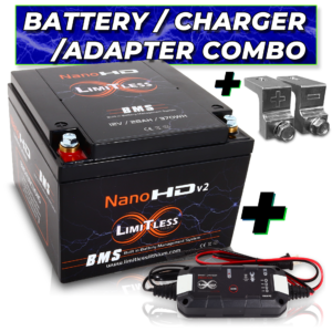 Limitless Lithium Nano -HDv2 30AH Motorcycle / Power sports Battery With 3.5A Battery Maintainer and Adapters