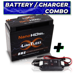 Limitless Lithium Nano -HD SL 12AH Motorcycle / Power sports Battery With 3.5A Battery Maintainer (BCI 20 Case)