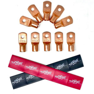 Sky High Car Audio 4/0 XL Gauge Copper or Tinned Copper Ring Terminals w/ Heat Shrink Tubing - 10 Pack