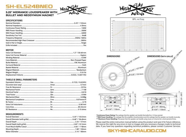 Sky High Car Audio SH-EL524BNEO 5.25" Neodymium Bullet Midrange Speaker - Image 4