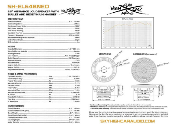 SHCA SH-EL64BNEO 6.5" Neodymium Bullet Midrange Speaker - Image 3