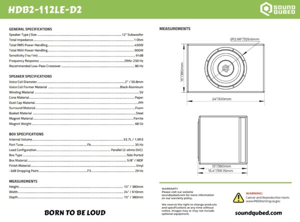 Soundqubed HDB2 Series Subwoofer Single 12" Loaded & Ported Enclosure D2 - Image 5