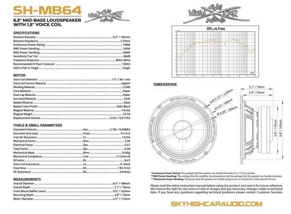 SHCA Pro Audio MB64 6.5" Mid-Bass with 1.5" Voice Coil (Single) - Image 4