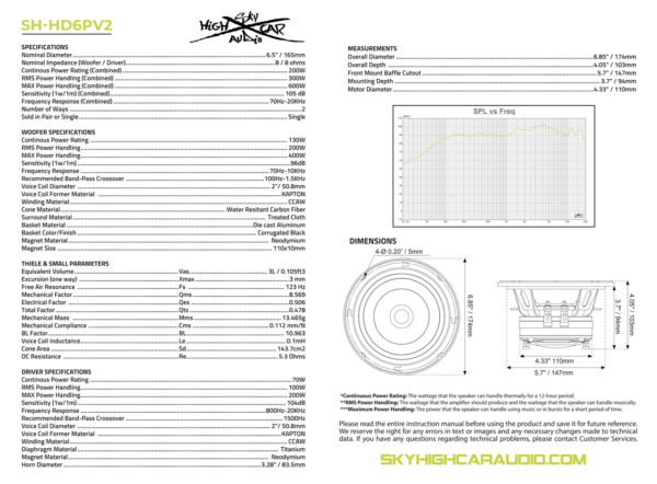 SHCA Pro Audio HD6P V2 6.5" Hybrid Loudspeaker W/ 2" Compression Driver Horn (Single) - Image 2