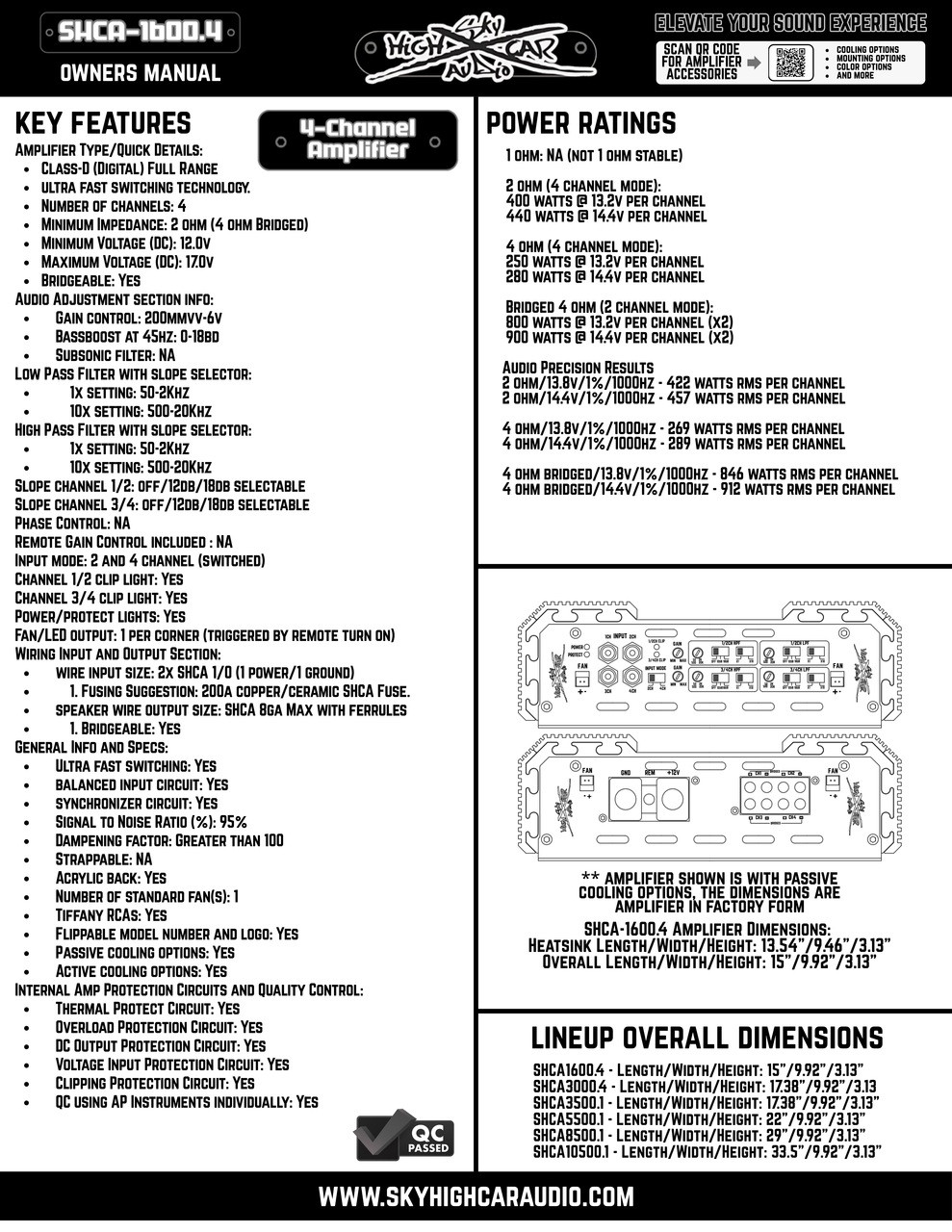 Sky High Car Audio 1600.4 Amplifier SHCA-1600.4 - Image 2