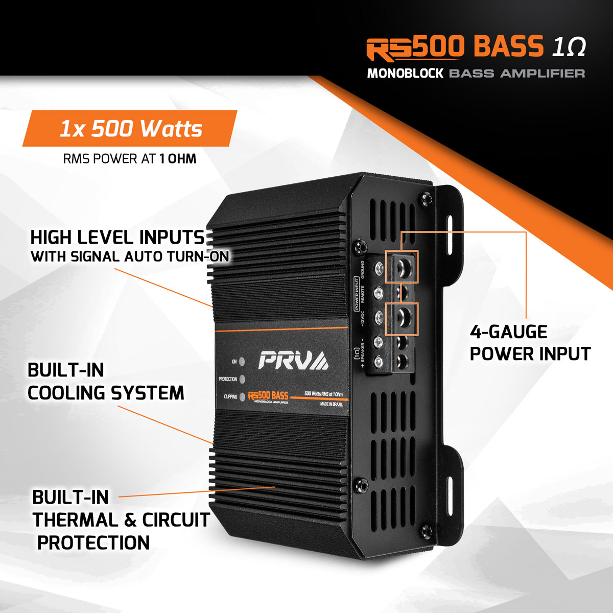 PRV RS500 1 Channel Monoblock Amplifier PRV-RS500B - Image 4