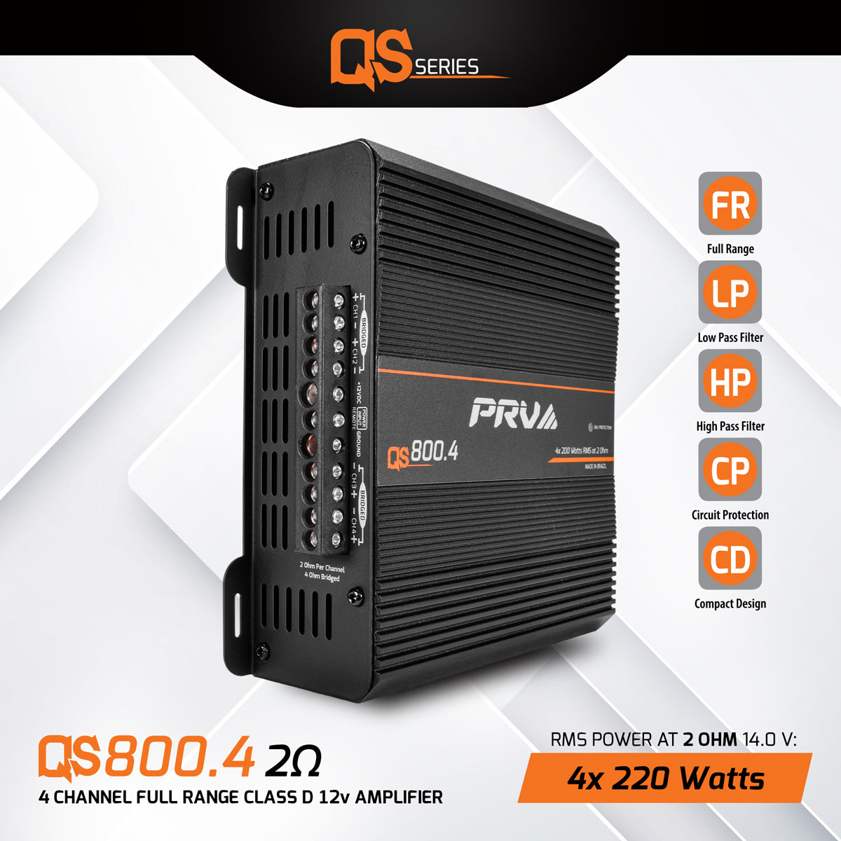 PRV QS800.4 Full Range 4 Channel Amplifier 2 Ohm PRV-QS800.4 - Image 6