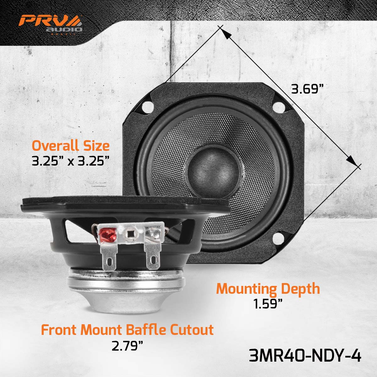 PRV 3 inch 4 Ohm Full-Range Neodymium Speaker PRV-3MR40-NDY-4 - Image 6