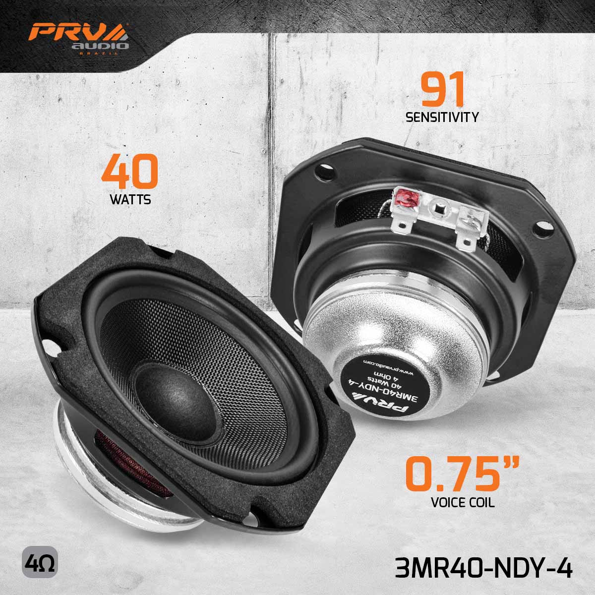 PRV 3 inch 4 Ohm Full-Range Neodymium Speaker PRV-3MR40-NDY-4 - Image 8
