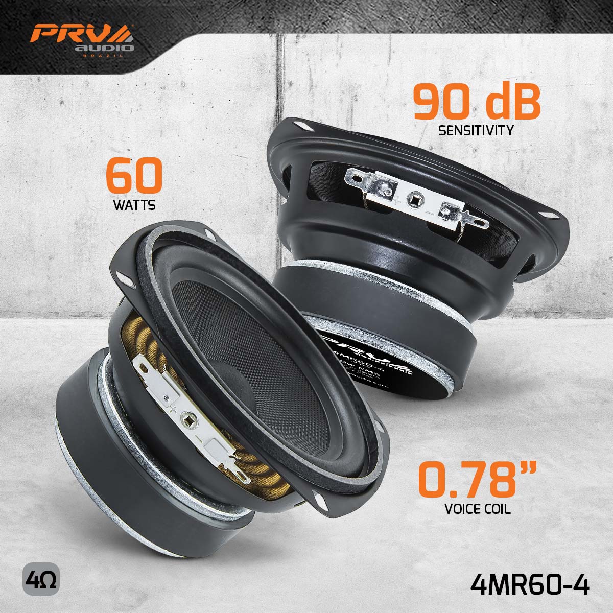 PRV 4 inch 4 Ohm MidRange Speaker PRV-4MR60-4 - Image 6