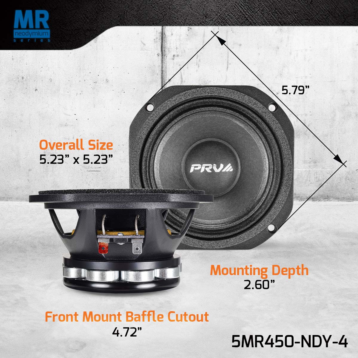 PRV 5.25 inch 8 OHM MidRange Neodymium Speaker PRV-5MR450-NDY - Image 5