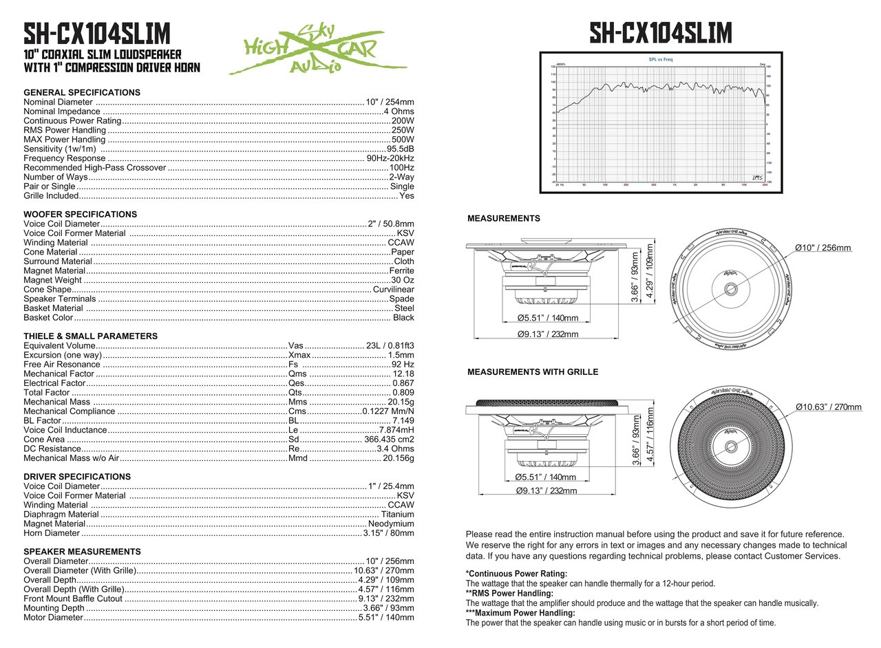SHCA SH-CX104SLIM 10" Slim Coaxial Speaker With Compression Driver Horn - Image 5