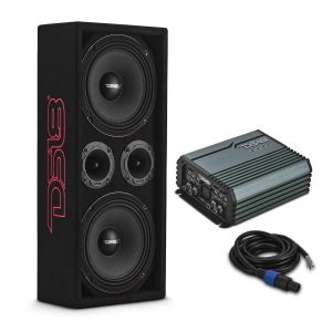 DS18 VOC8LD-PK Loaded Voceteo Enclosure with Dual 8" Speakers, Dual 3.78" Tweeters, Amplifier & Speakon Cable