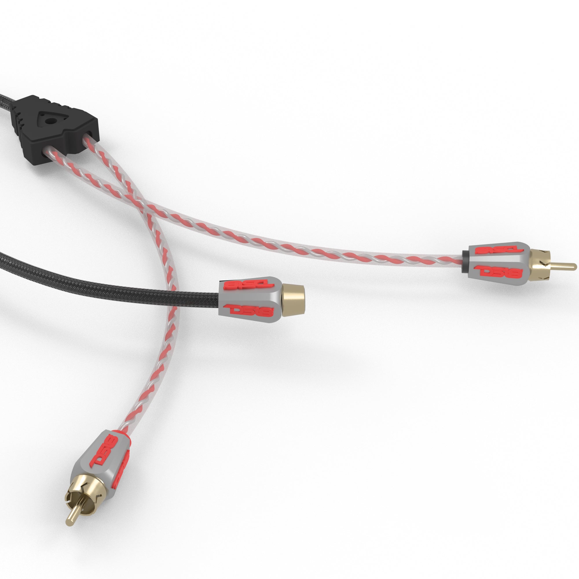 DS18 HQRCA-1F2MKIT Level 3 RCA 100% Copper OFC Y Connector 1 FEMALE to 2 MALE - BLACK / RED Kit
