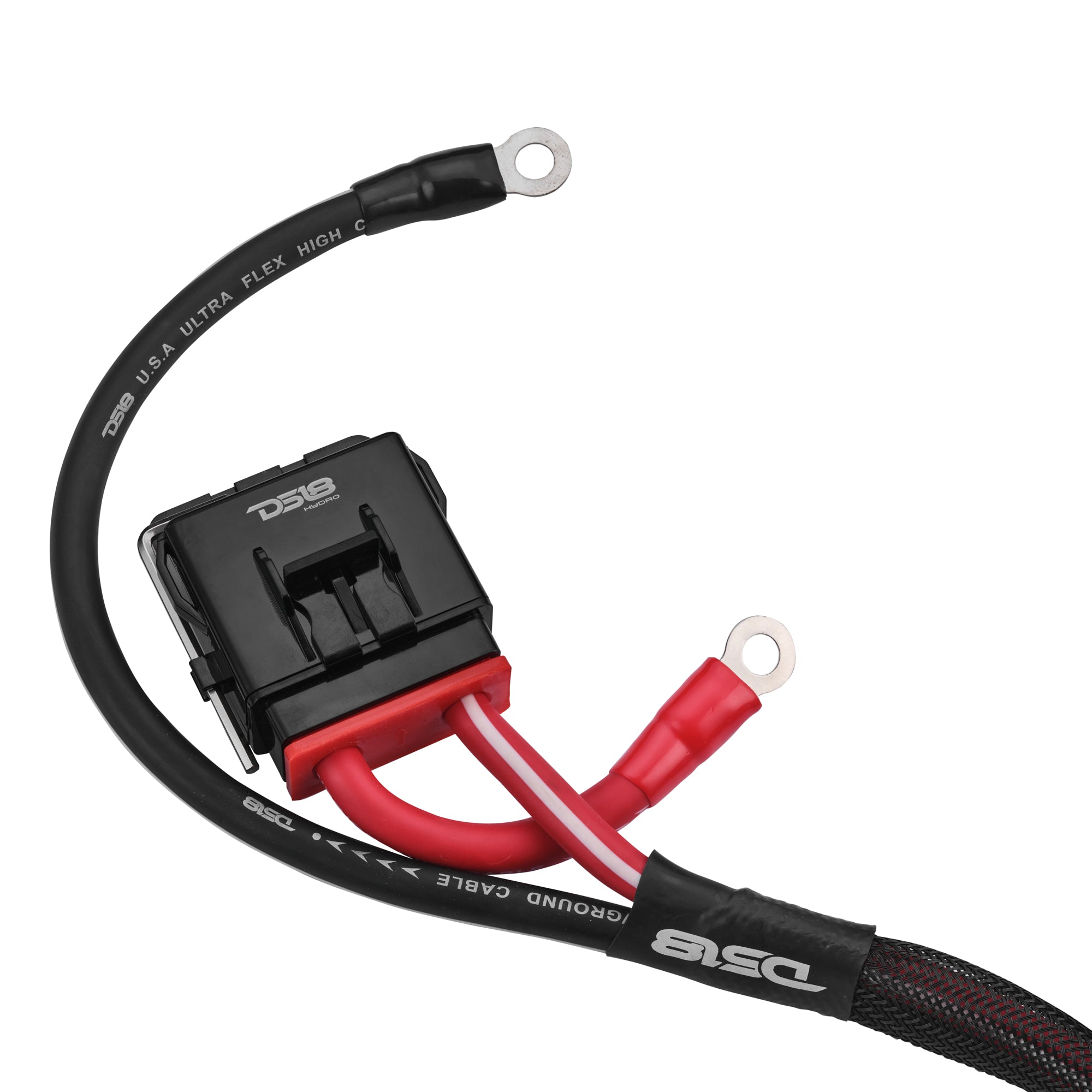 DS18 UTV-KIT4-2DR UTV 4-Gauge Power Harness Kit – 8ft Power & Ground Cables with Water-Resistant Fuse Holder for 2-Door UTVs