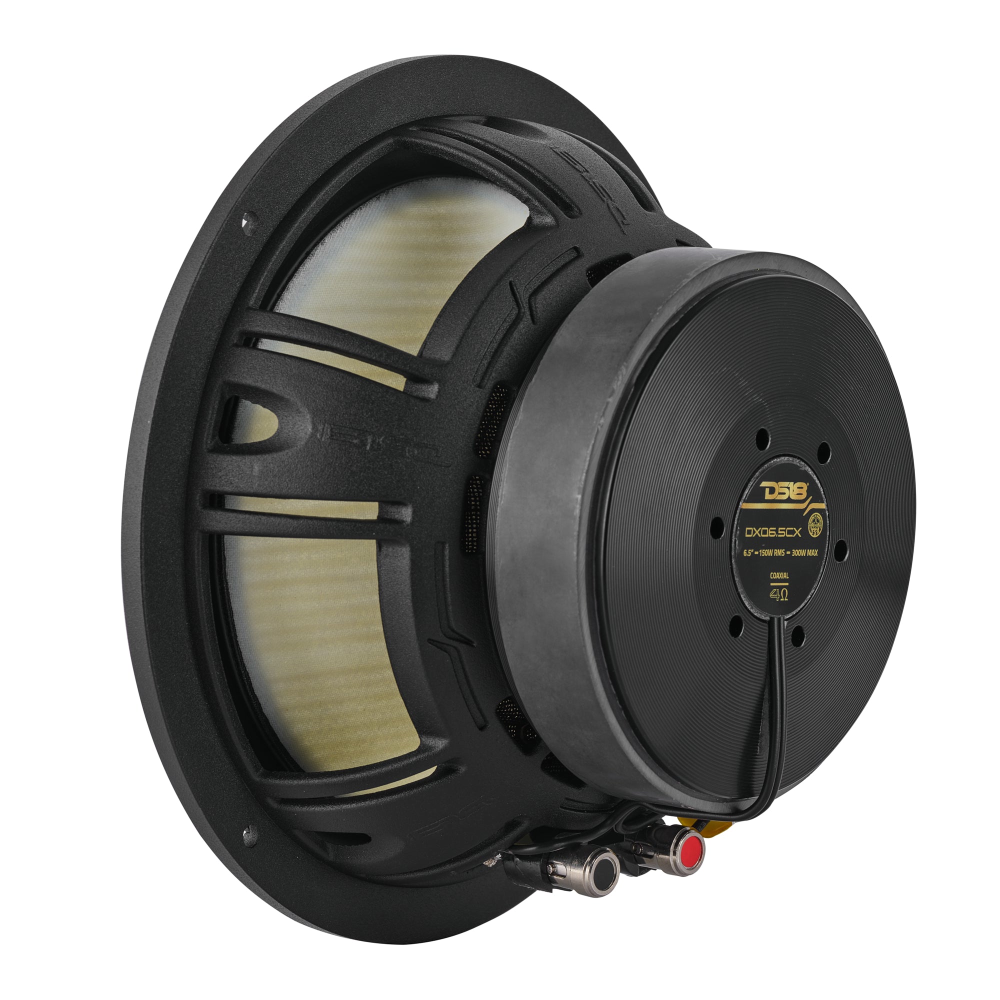 DS18 DXQ6.5CX DXQ 6.5" 2-Way Coaxial Speaker with Yellow Straw and Composite Foam Cone | 150W RMS 4-Ohm