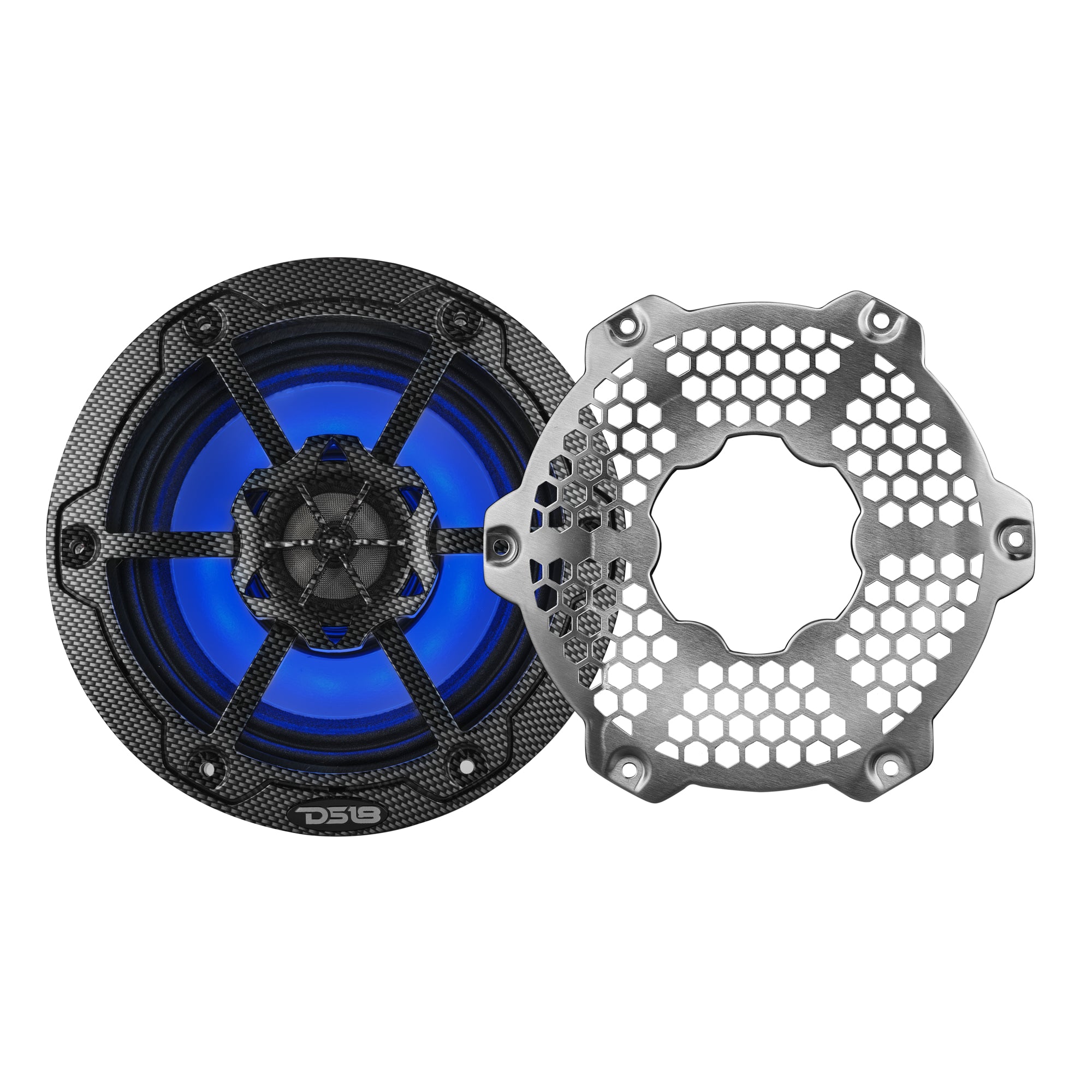 DS18 CF-6MD 6.5” Marine 2-Way Hybrid Speaker with RGB LED, Compression Driver and Neodymium Magnet | 250W RMS 4-Ohm