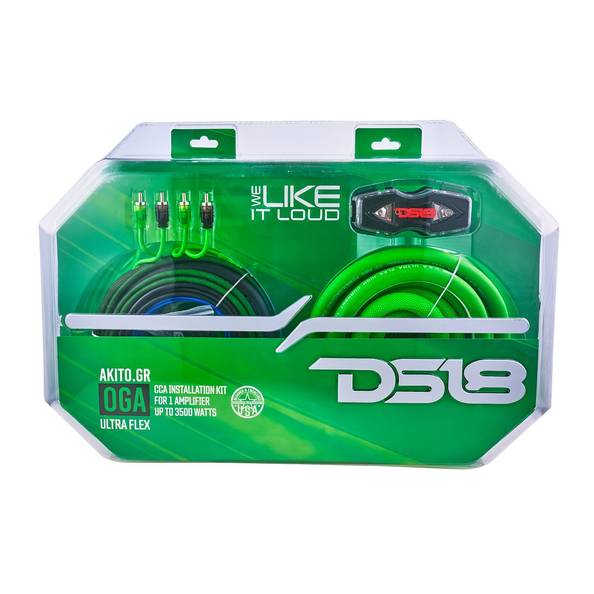 DS18 AKIT0.GR 0-GA Amplifier Installation Wiring Kit - Green