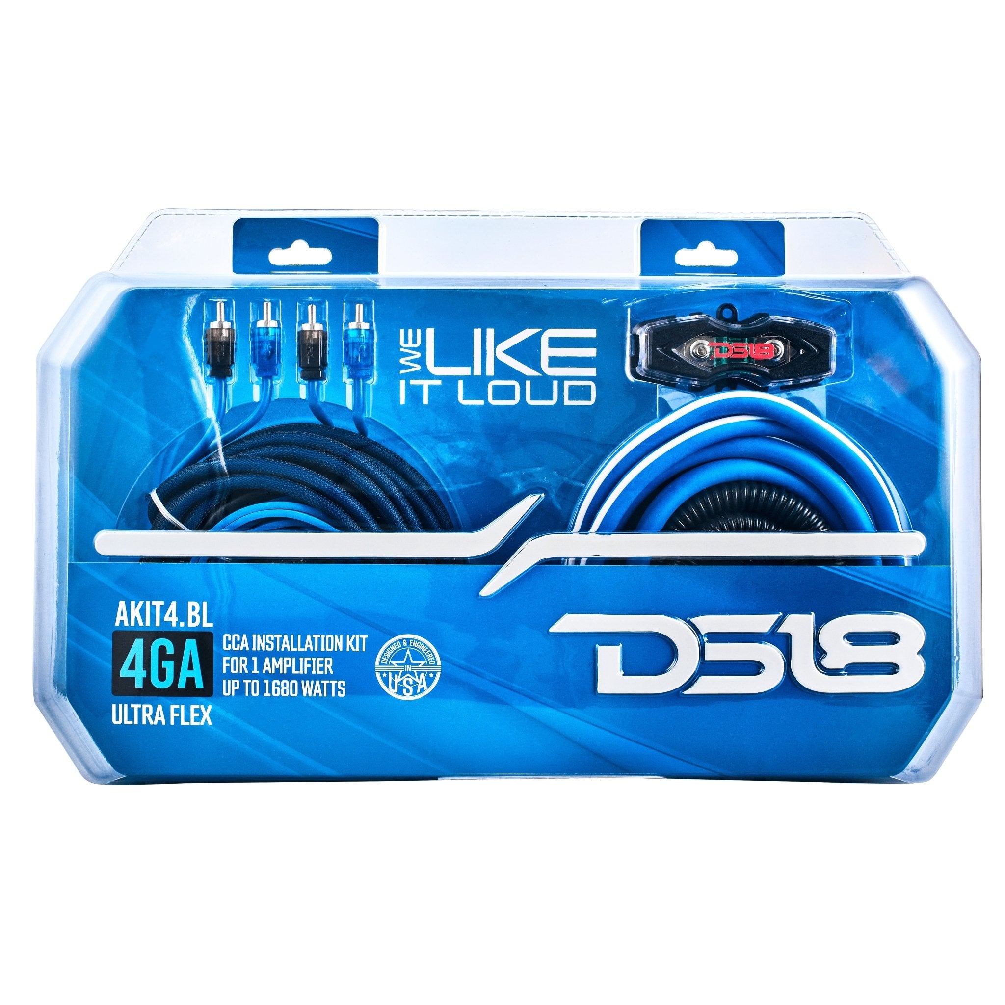 DS18 AKIT4.BL 4-GA Amplifier Installation Wiring Kit - Blue