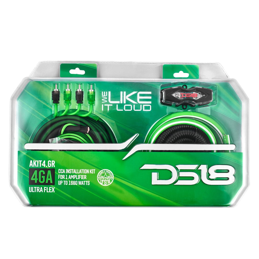 DS18 AKIT4.GR 4-GA Amplifier Installation Wiring Kit - Green