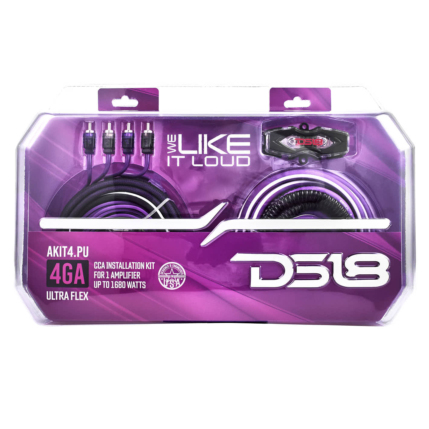 DS18 AKIT4.PU 4-GA Amplifier Installation Wiring Kit - Purple