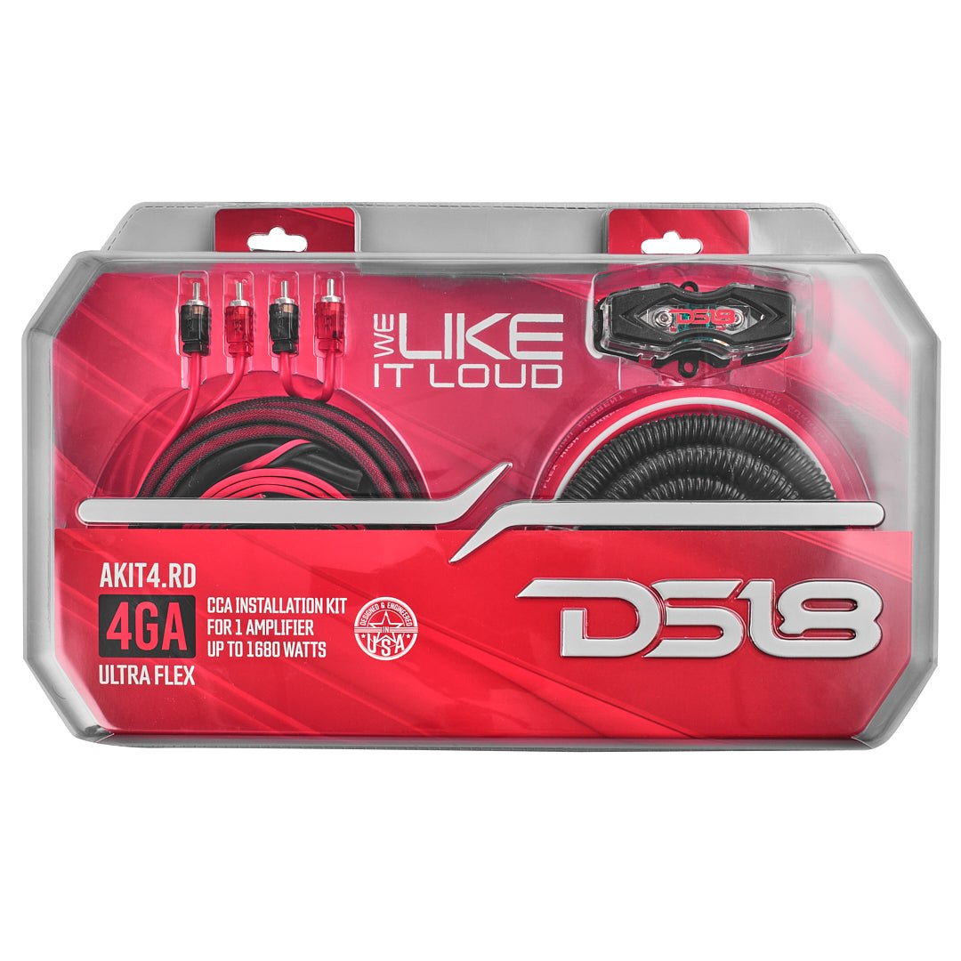 DS18 AKIT4.RD 4-GA Amplifier Installation Wiring Kit - Red