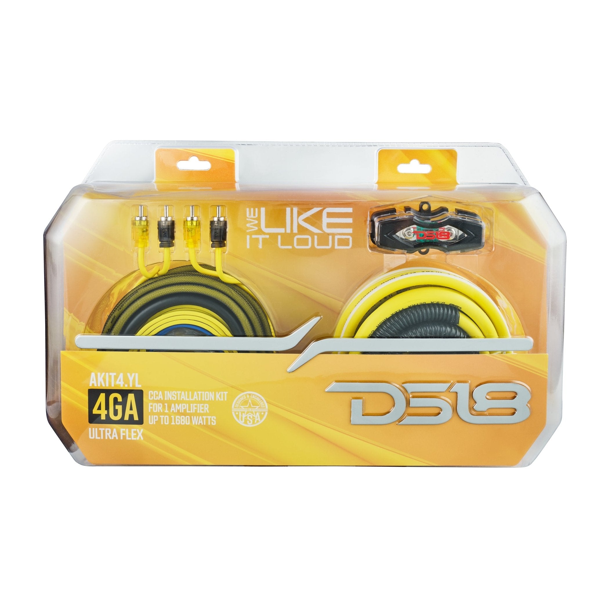 DS18 AKIT4.YL 4-GA Amplifier Installation Wiring Kit - Yellow