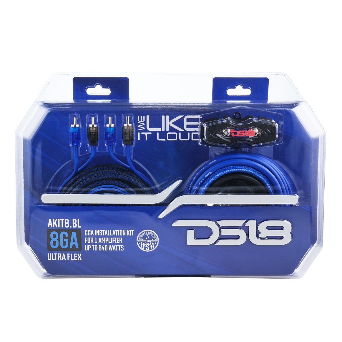 DS18 AKIT8.BL 8-GA Amplifier Installation Wiring Kit - Blue