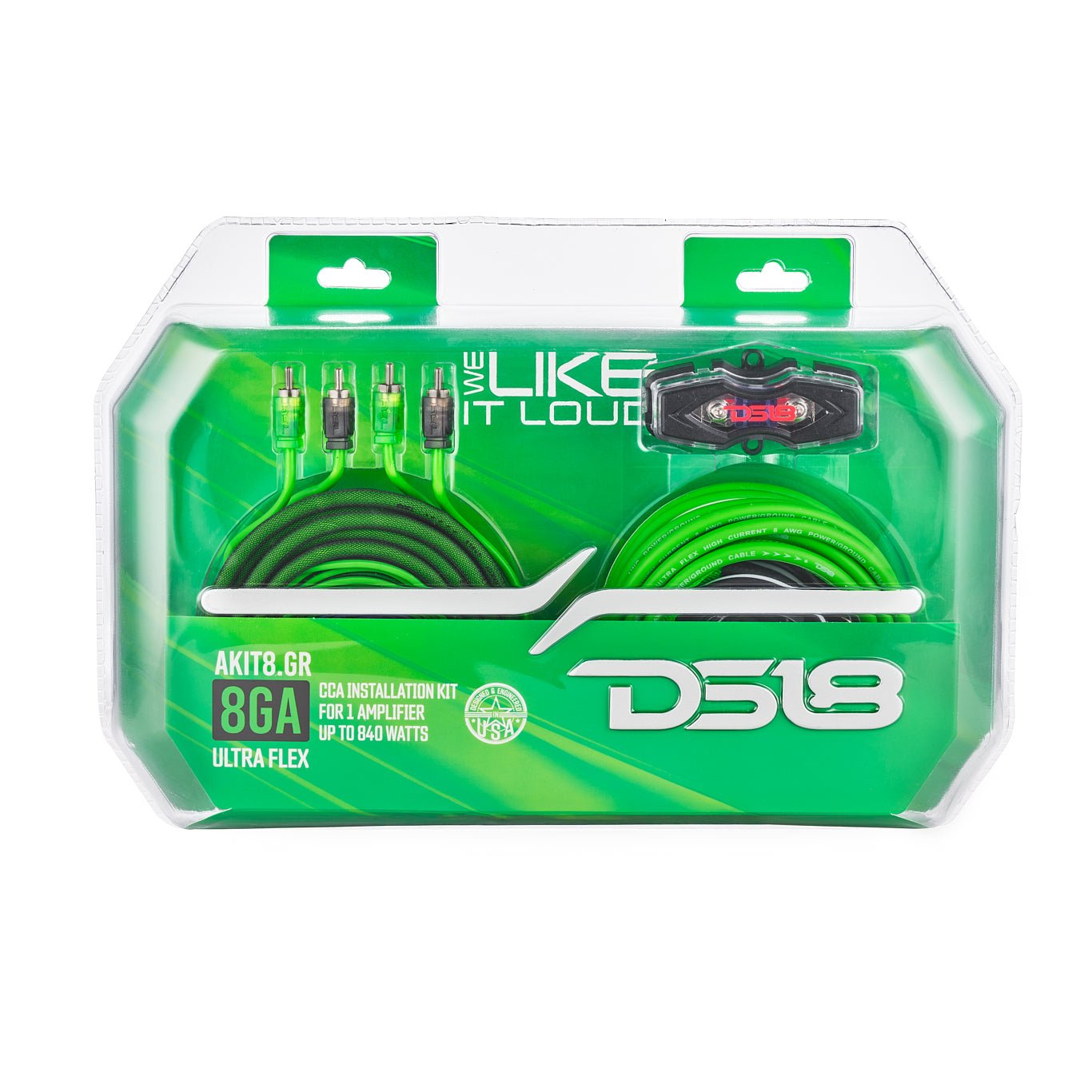 DS18 AKIT8.GR 8-GA Amplifier Installation Wiring Kit - Green