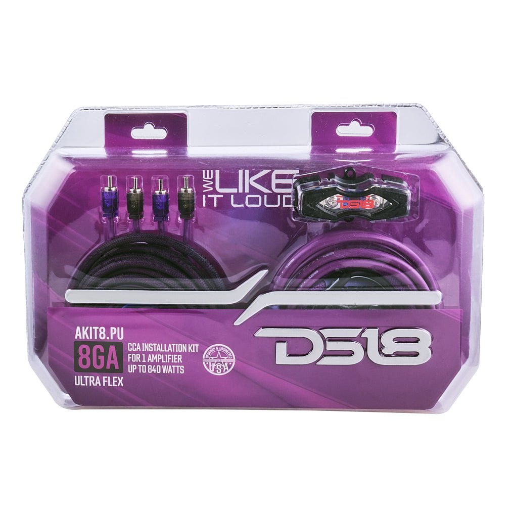 DS18 AKIT8.PU 8-GA Amplifier Installation Wiring Kit - Purple