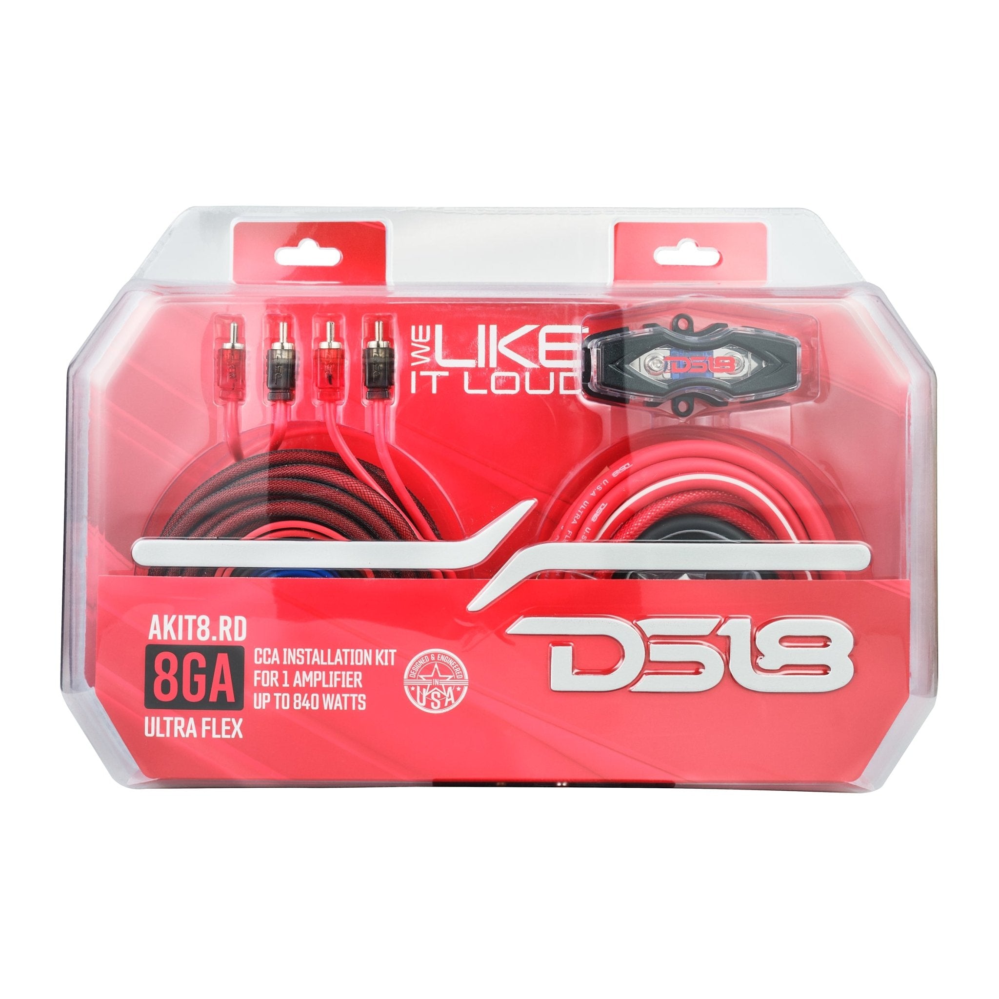 DS18 AKIT8.RD 8-GA Amplifier Installation Wiring Kit - Red