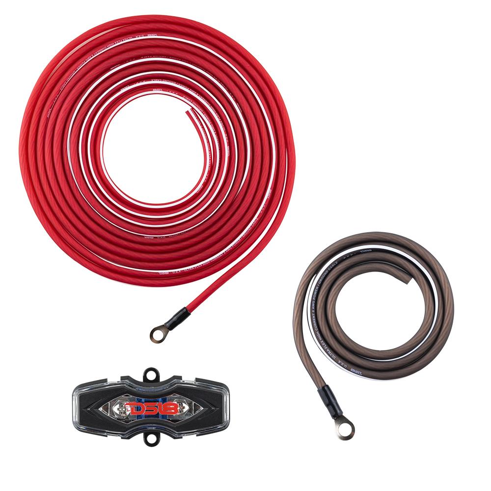 DS18 AMPKIT8 8-GA CCA Amplifier Installation Kit - RED