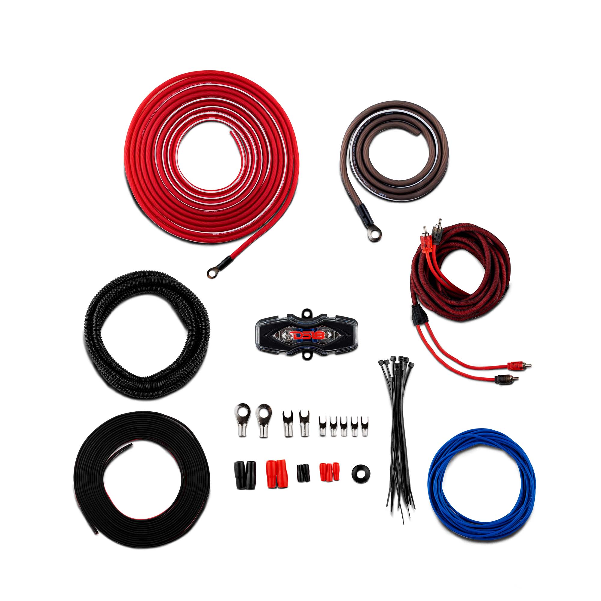 DS18 AMPKIT8 8-GA CCA Amplifier Installation Kit - RED