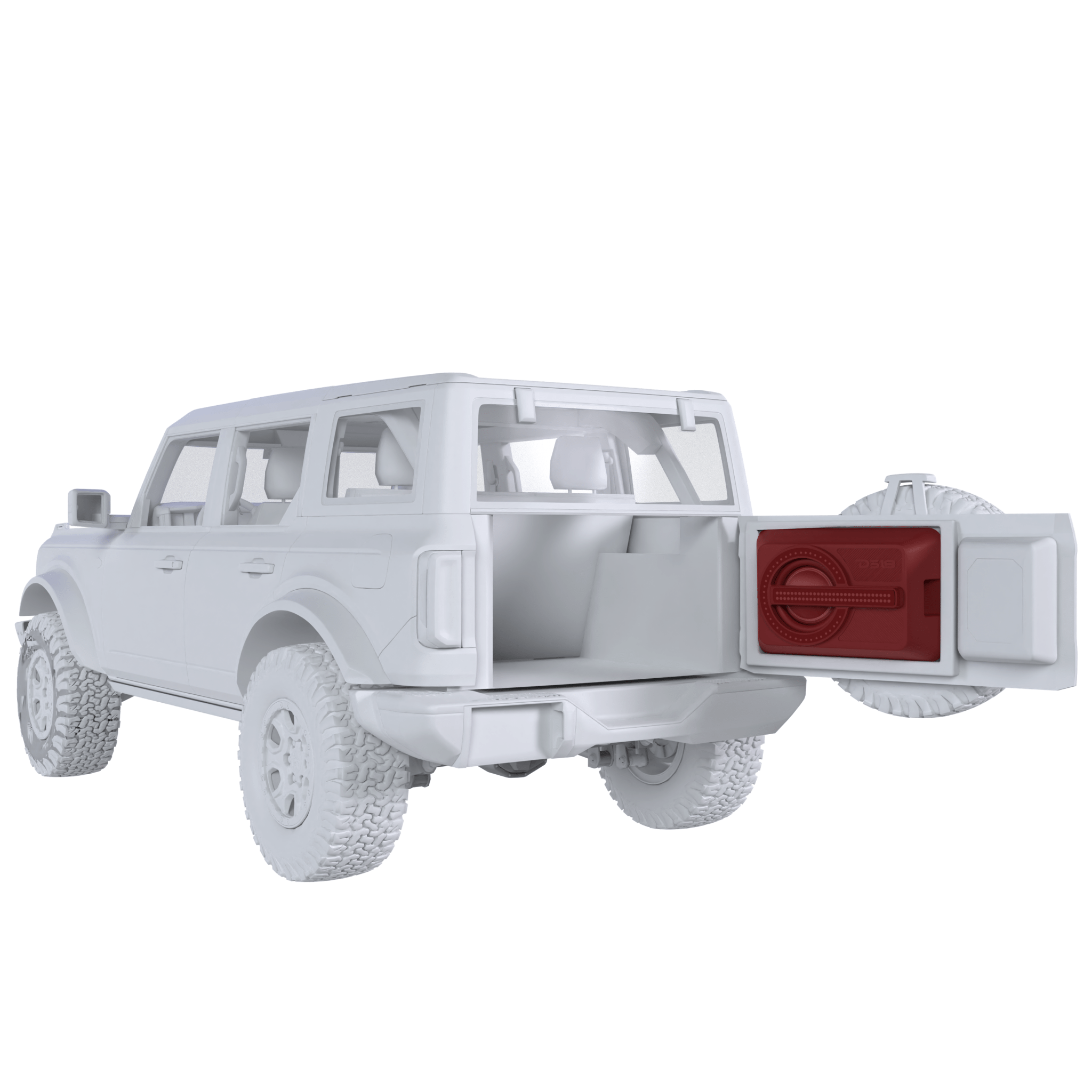 DS18 BRO-BASS Bronco 6th Gen Loaded Tailgate Enclosure with 12” Subwoofer and RGB LED Lighting