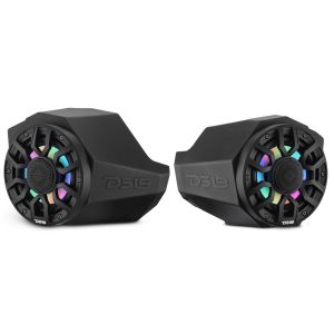 DS18 CA-X3KP6LD Can-Am Maverick X3 Kick Panel Speaker Pods Loaded with NXL-IQ 6.5" 2-Way Coaxial Marine Speakers and Digital LED Lights