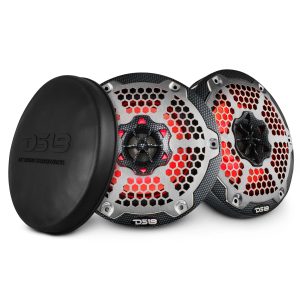 DS18 CF-65M NXL 6.5" 2-Way Coaxial Marine Speaker With LED RGB Lights 100 Watts Rms 4-Ohm - Black Carbon Fiber