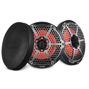 DS18 CF-8M NXL 8" 2-Way Coaxial Marine Speaker With LED RGB Lights 125 Watts Rms 4-Ohm - Black Carbon Fiber