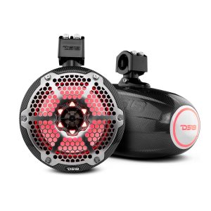 DS18 CF-X8TP NXL 8" Marine and Powersports Towers LED RGB Lights 125 Watts Rms - Black Carbon Fiber