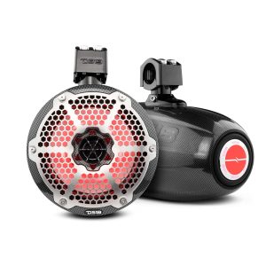 DS18 CF-X8TPNEO NXL 8" Neodymium Marine and Powersports Towers with Built-in Passive Radiator, 1" Driver and LED RGB Lights 180 Watts Rms -…