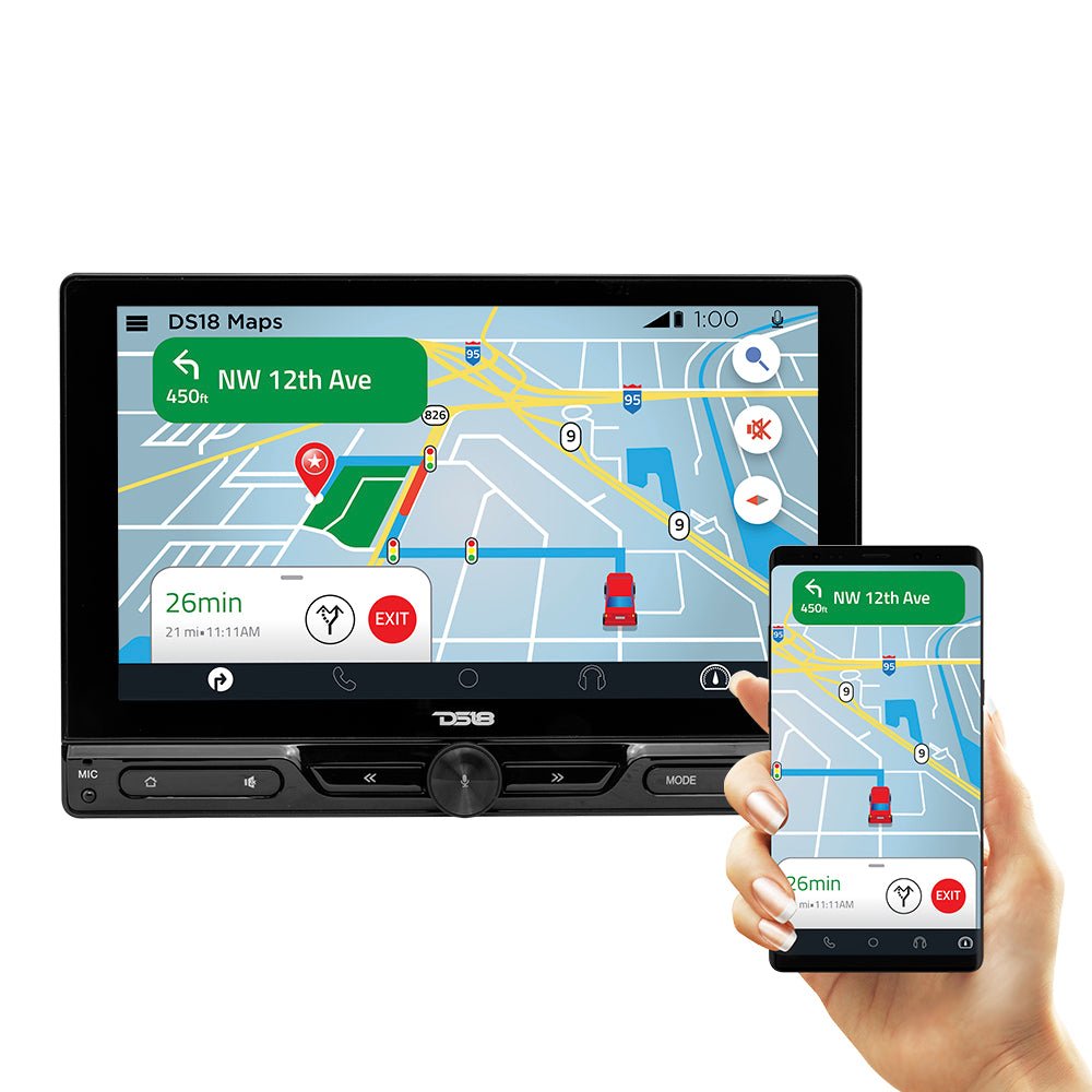 DS18 DDX10.5CP 10.5" Floating Adjustable Modular Touchscreen Mechless Single-DIN Head Unit with Bluetooth, Apple Car Play, Android Mirror L…