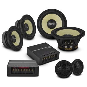 DS18 DXQ6C3 DXQ 6.5" 3-Way Component Speaker Set with Yellow Straw + Composite Foam Cone | 150W RMS 4-Ohm