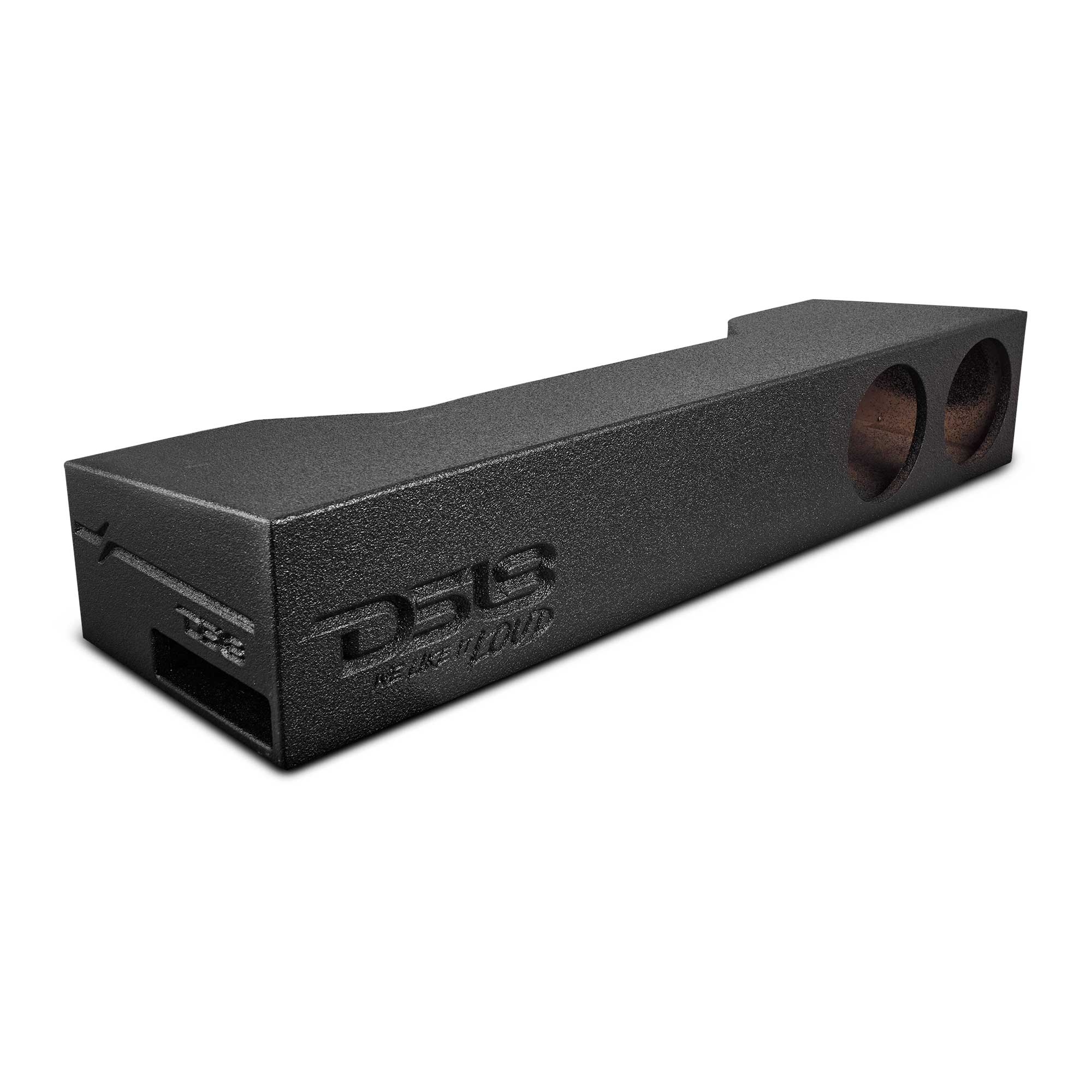 DS18 EBM-FFPRAM19-2X8 Subwoofer Enclosure for 2019-2024 RAM Trucks 4-Door Models, Dual 8" Under Rear Seat Front-Fire Ported Box