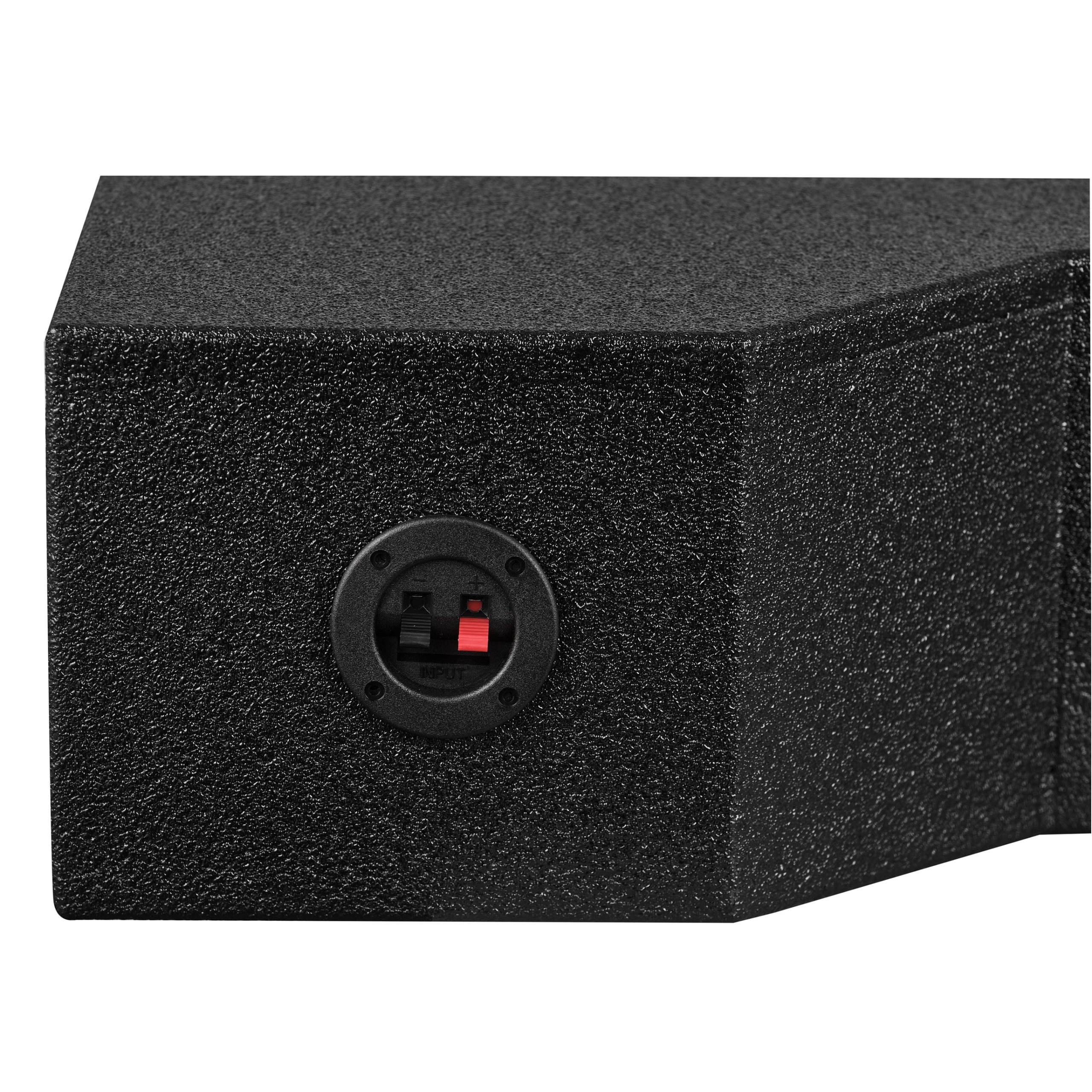 DS18 EBM-FFPRAM19-2X8 Subwoofer Enclosure for 2019-2024 RAM Trucks 4-Door Models, Dual 8" Under Rear Seat Front-Fire Ported Box
