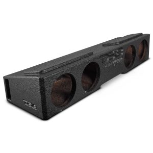 DS18 EBM-FFPUFCG-4X8 Subwoofer Enclosure for 2007-2026 Chevy/GMC and 2009-2026 Ford F-150/Super Duty Crew Cabs, Quad 8" Under Rear Seat Fro…