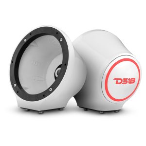 DS18 EN-JS6/WH 6.5” Universal Flat Mount Kick Panel Speaker Pod – Jet Skis, Jeeps, Motorcycles – RGB LED Lights – White