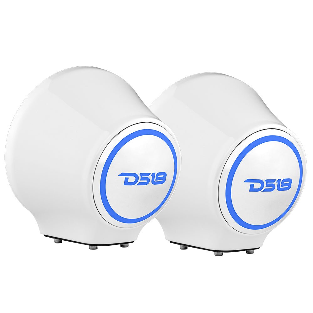 DS18 EN-JS6/WH 6.5” Universal Flat Mount Kick Panel Speaker Pod – Jet Skis, Jeeps, Motorcycles – RGB LED Lights – White