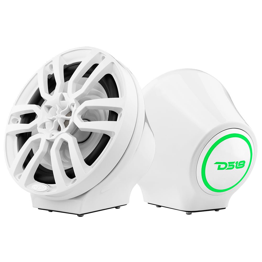 DS18 EN-JS8/WH 8” Universal Flat Mount Kick Panel Speaker Pod – Jet Skis, Jeeps, Motorcycles – RGB LED Lights – White