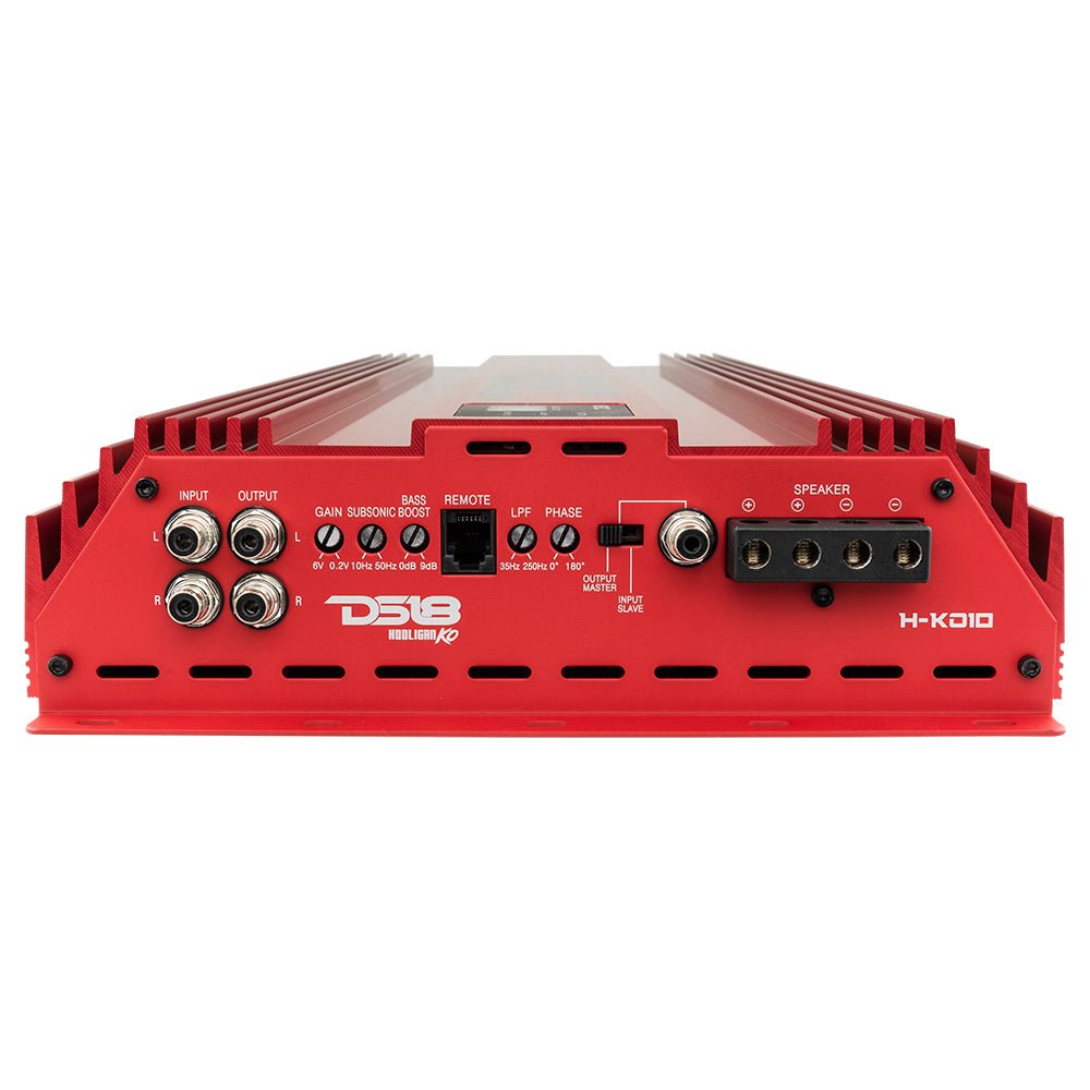 DS18 H-KO10/RD HOOLIGAN KO Red 1-Channel Amplifier with Voltmeter 10000 Watts Rms @ 1-Ohm Made In Korea