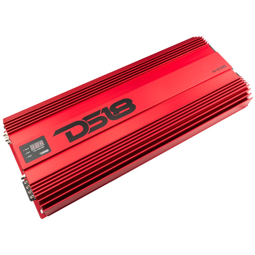 DS18 H-KO10/RD HOOLIGAN KO Red 1-Channel Amplifier with Voltmeter 10000 Watts Rms @ 1-Ohm Made In Korea