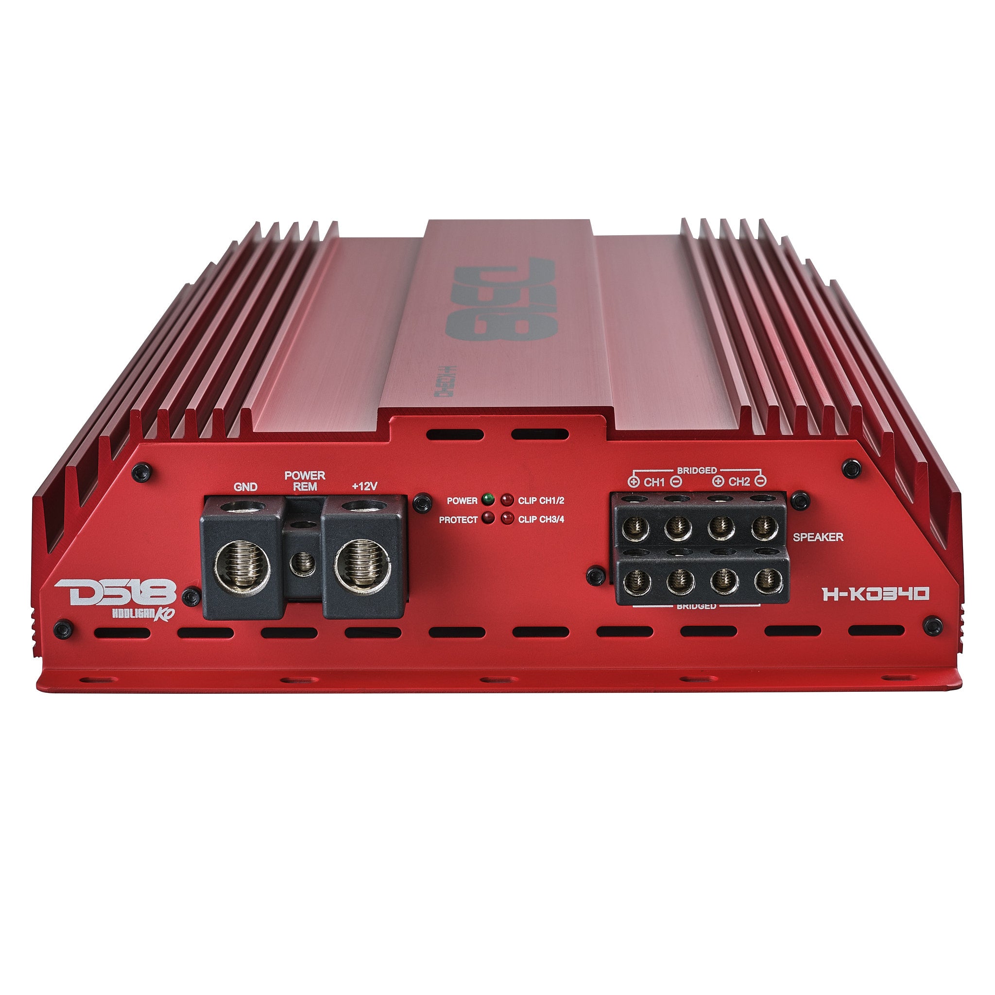 DS18 H-KO340/RD HOOLIGAN KO Full Range Class D 4-Channel Amplifier 4 x 300 Watts Rms @ 4-Ohm Made In Korea